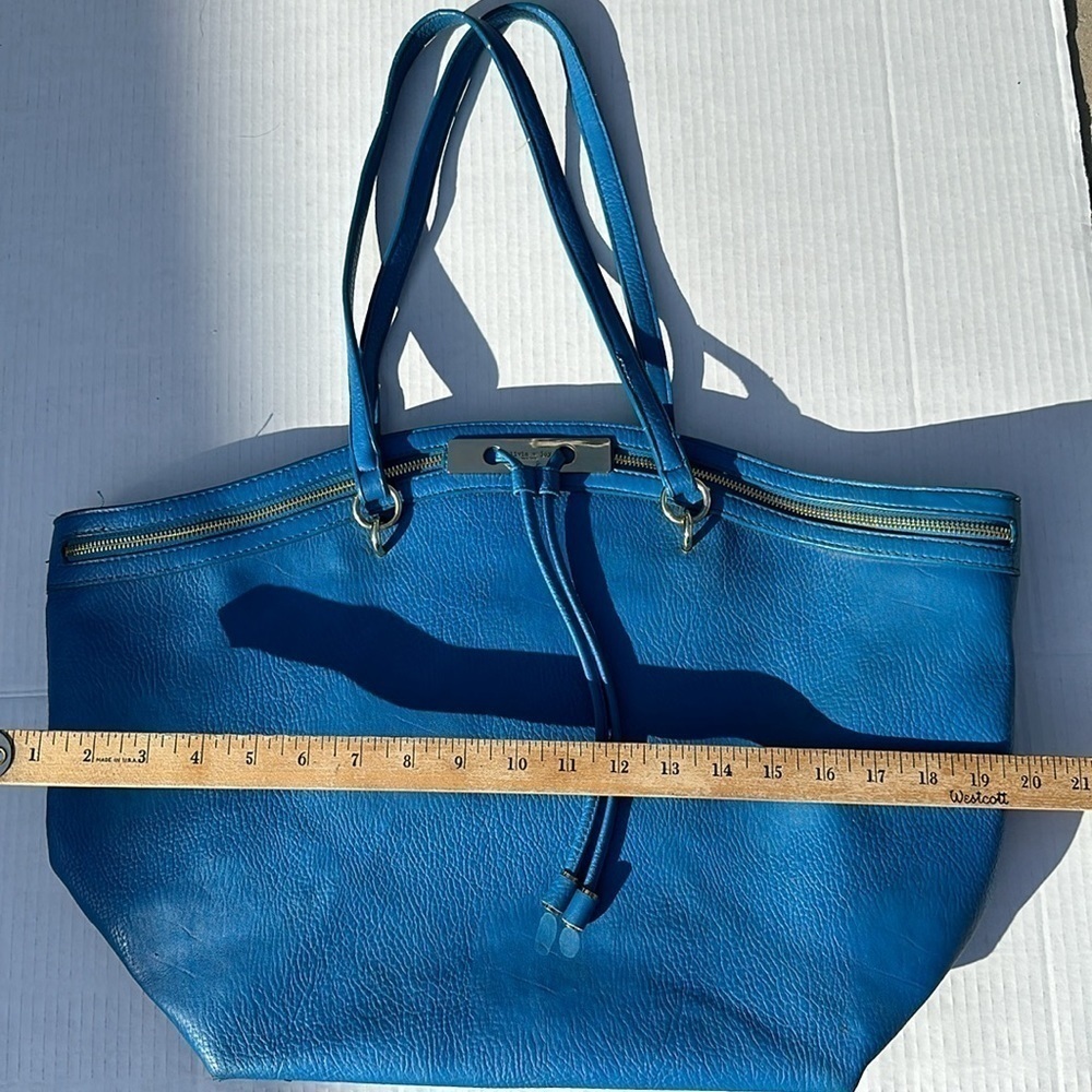 Preloved Olivia + joy  blue tote  bag, double strap gold hardware - Picture 4 of 9